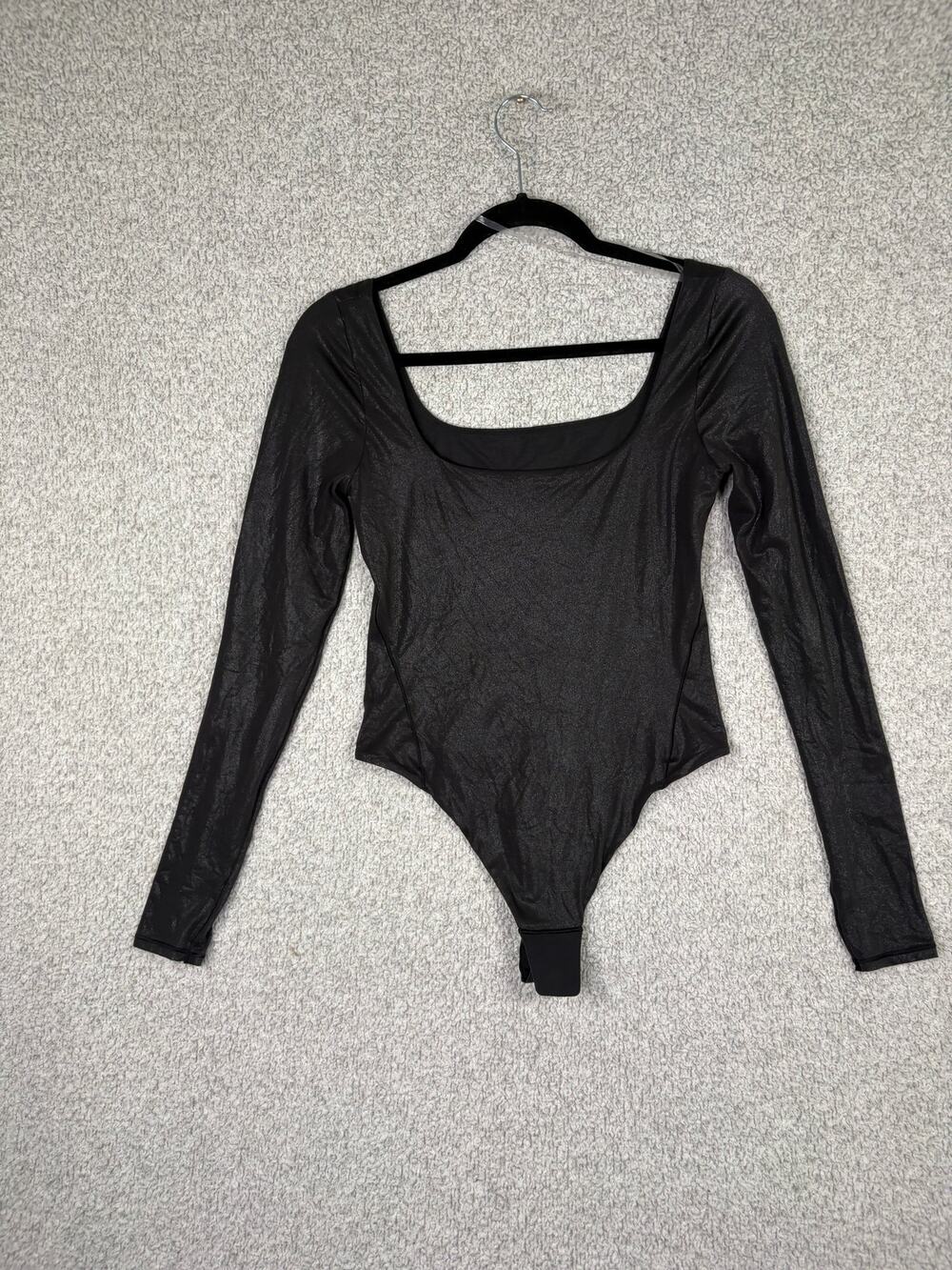 Lululemon Black Shimmer Long Sleeve Bodysuit M Y2K Going Out